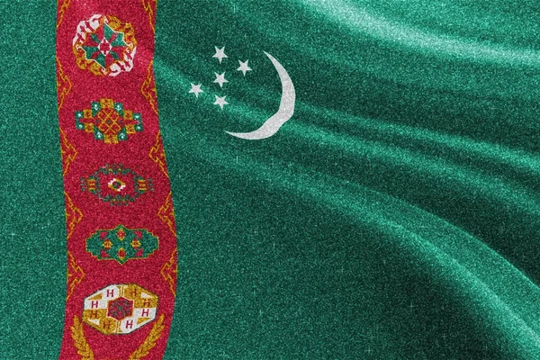 Turkmenistan Bandiera Glitter Bandiera Nazionale Bandiera Scintillante Concetto Competizione Sfondo — Foto Stock