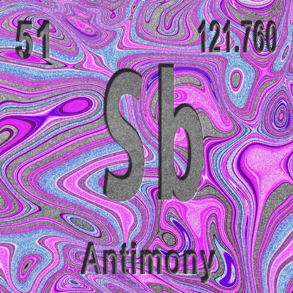 アンチモン化学元素 原子番号及び原子量の記号 紫の背景 周期表元素 — ストック写真