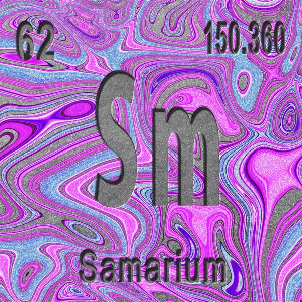 Samarium Chemisches Element Zeichen Mit Ordnungszahl Und Atomgewicht Lila Hintergrund — Stockfoto