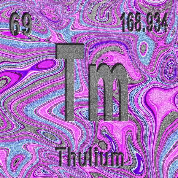 Thulium Chemisch Element Teken Met Atoomnummer Atoomgewicht Paarse Achtergrond Periodiek — Stockfoto