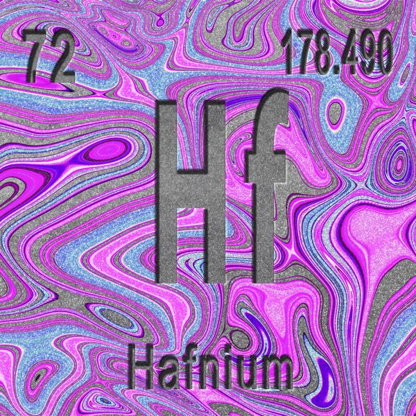 Hafnium chemical element, Sign with atomic number and atomic weight, purple background, Periodic Table Element