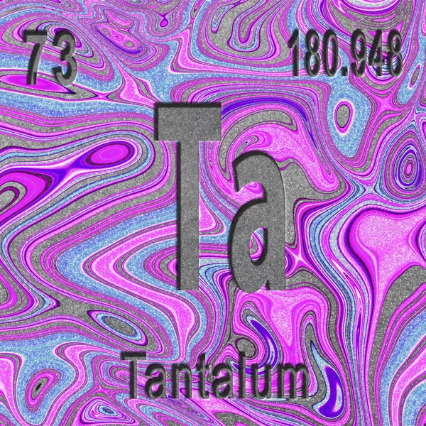 Хімічний Елемент Тантану Знак Атомним Числом Атомною Вагою Фіолетовий Фон — стокове фото