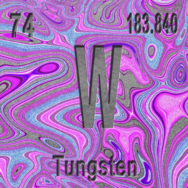 Tungsten Chemical Element Sign Atomic Number Atomic Weight Purple Background — Stock Photo, Image