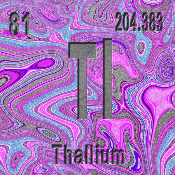 Thallium Chemisches Element Zeichen Mit Ordnungszahl Und Atomgewicht Lila Hintergrund — Stockfoto