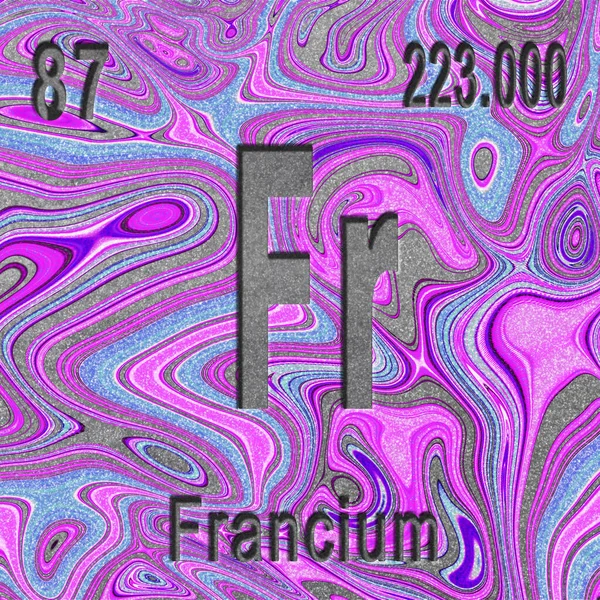 Element Chimic Francium Semn Număr Atomic Greutate Atomică Fundal Violet — Fotografie, imagine de stoc