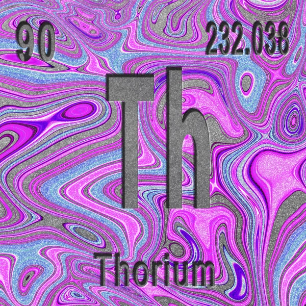 Pierwiastek Chemiczny Toru Znak Liczbą Atomową Masą Atomową Fioletowe Tło — Zdjęcie stockowe