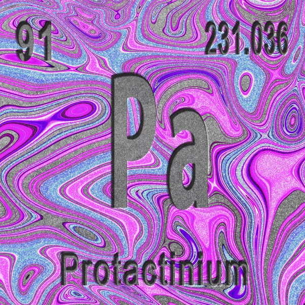 Protaktinium Chemisches Element Zeichen Mit Ordnungszahl Und Atomgewicht Lila Hintergrund — Stockfoto