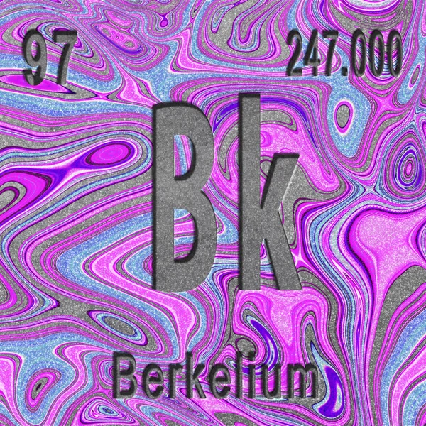 Berkelium chemical element, Sign with atomic number and atomic weight, purple background, Periodic Table Element