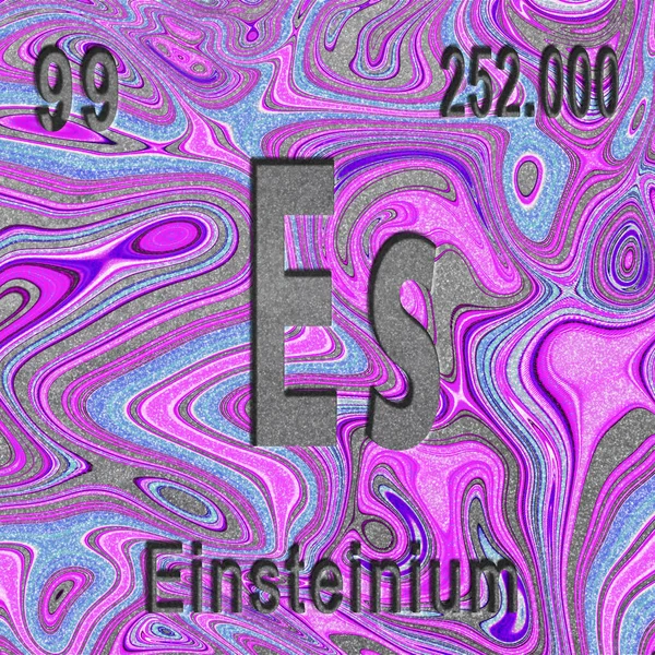 Einsteinium Chemical Element Sign Atomic Number Atomic Weight Purple Background — Stock Photo, Image