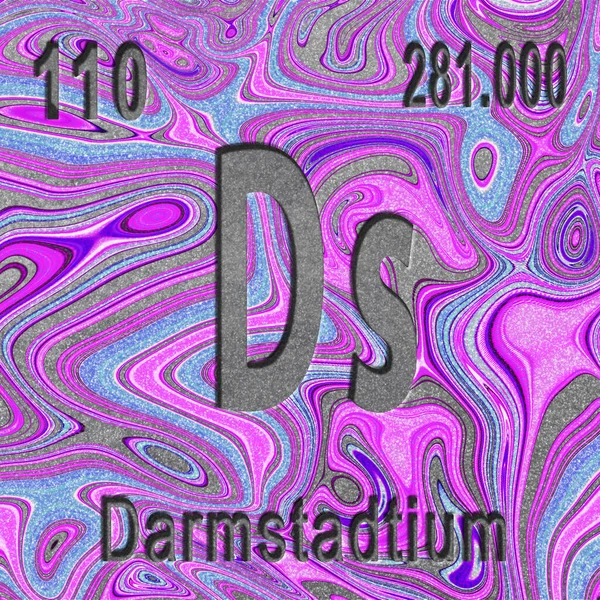 Darmstadtium Pierwiastek Chemiczny Znak Liczbą Atomową Masy Atomowej Fioletowe Tło — Zdjęcie stockowe
