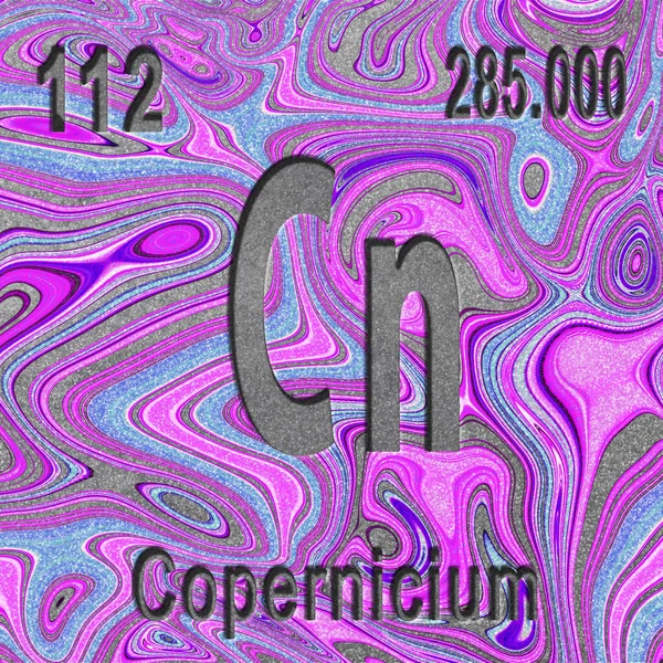 Copernicium Chemisches Element Zeichen Mit Ordnungszahl Und Atomgewicht Lila Hintergrund — Stockfoto