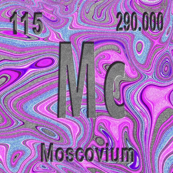 모스코비움 번호와 원자량의 보라색 주기율표의 — 스톡 사진