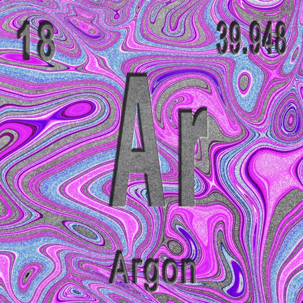 Argon Kemiska Element Tecken Med Atomnummer Och Atomvikt Lila Bakgrund — Stockfoto