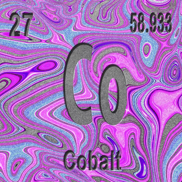 コバルト化合物元素 原子番号及び原子量の標識 紫の背景 周期表元素 — ストック写真