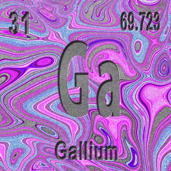 Gallium chemical element, Sign with atomic number and atomic weight, purple background, Periodic Table Element