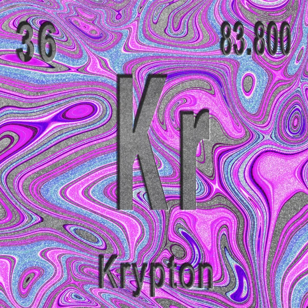 Krypton Kémiai Elem Jelzés Atomszámmal Atomtömeggel Lila Háttér Periódusos Táblázat — Stock Fotó