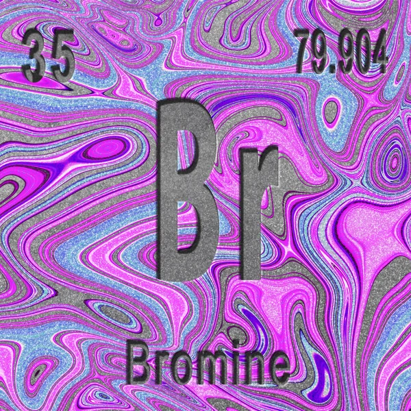 Bromchemisches Element Zeichen Mit Ordnungszahl Und Atomgewicht Violetter Hintergrund Periodensystem — Stockfoto