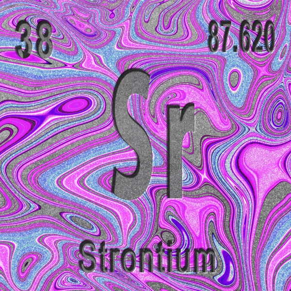 Strontium chemical element, Sign with atomic number and atomic weight, purple background, Periodic Table Element