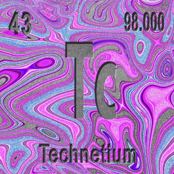 Teknetium Kemiskt Element Tecken Med Atomnummer Och Atomvikt Lila Bakgrund — Stockfoto