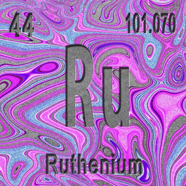 Ruthenium Chemisches Element Zeichen Mit Ordnungszahl Und Atomgewicht Lila Hintergrund — Stockfoto