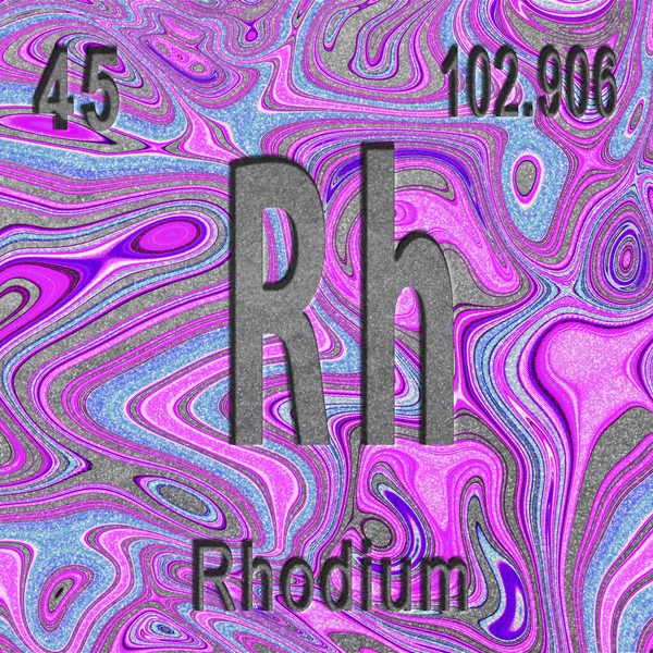 Rhodium Chemisches Element Zeichen Mit Ordnungszahl Und Atomgewicht Lila Hintergrund — Stockfoto