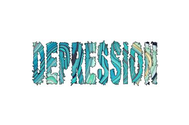 Depresyon kelimesi, Banner, Poster ve Etiket, kırpma yolu ile