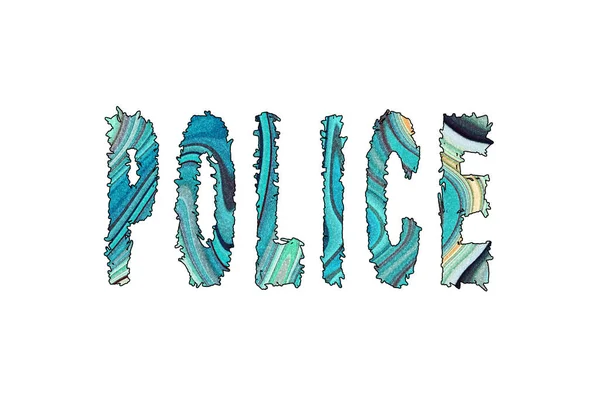 Police word, Banner, Poster and Sticker, with clipping path