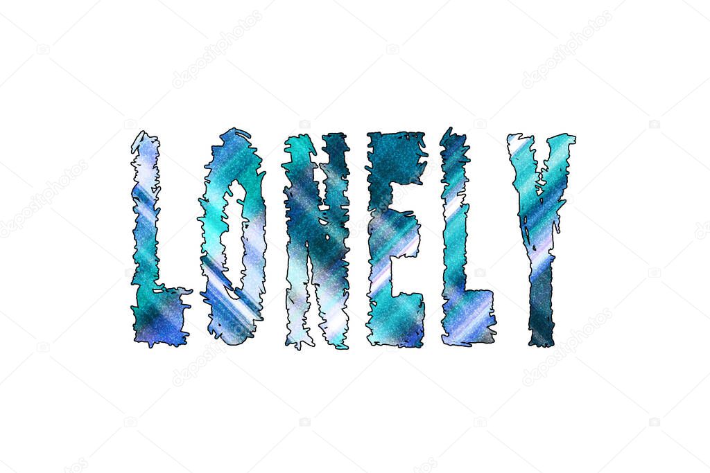 Lonely word, Banner, Poster and Sticker, with clipping path