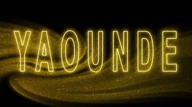 Yaounde Gold glitter lettering, Yaounde Tourism and travel, Creative typography text banner, on black background.