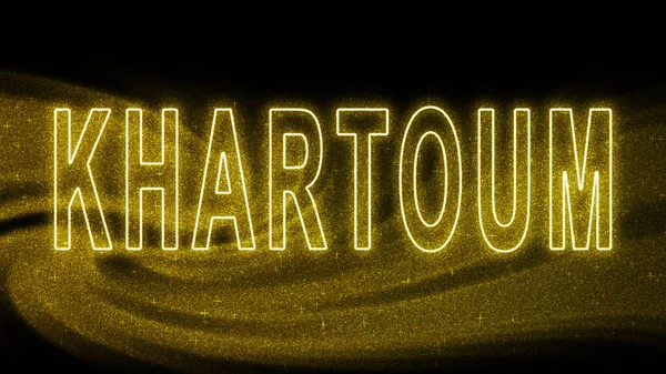 Hartum Gold Işıltılı harfleri, Hartum Turizm ve Seyahat, Yaratıcı tipografi metin pankartı, siyah arkaplanda.