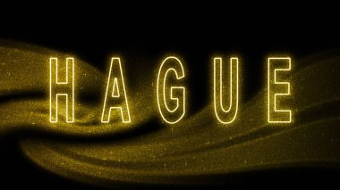 Lahey Altın Parıltı Kalemi, Lahey Turizm ve Seyahat, Yaratıcı tipografi metin afişi, siyah arkaplanda.