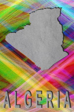Cezayir haritası, renkli arkaplan, kopyalama alanı