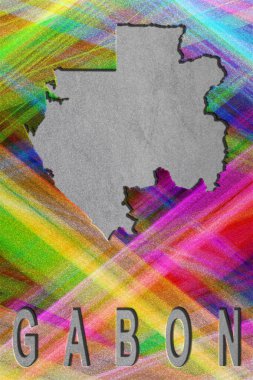 Gabon Haritası, renkli arkaplan, kopyalama alanı