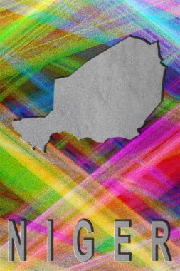 Nijer haritası, renkli arkaplan, kopyalama alanı