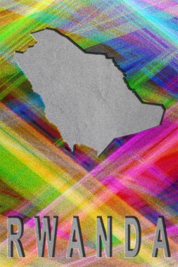 Ruanda haritası, renkli arkaplan, kopyalama alanı