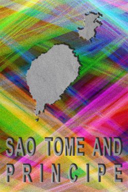 Sao Tome ve Principe Haritası, renkli arkaplan, boşluğu kopyala