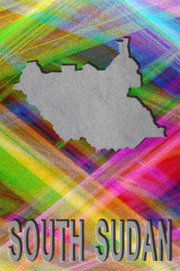 Güney Sudan haritası, renkli arkaplan, kopyalama alanı