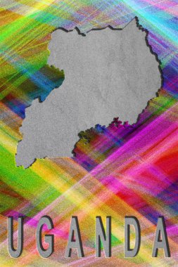 Uganda haritası, renkli arkaplan, kopyalama alanı