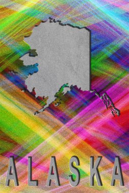 Alaska haritası, renkli arkaplan, kopyalama alanı