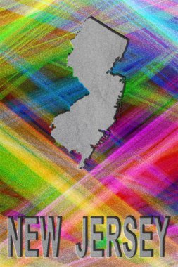 New Jersey haritası, renkli arkaplan, kopyalama alanı