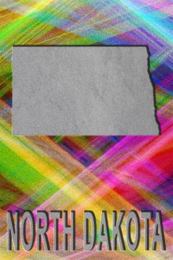 Kuzey Dakota haritası, renkli arkaplan, kopyalama alanı