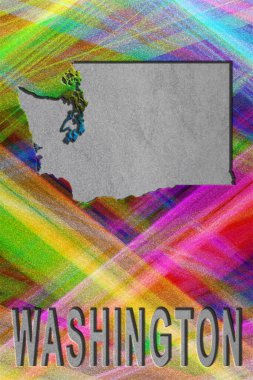Washington haritası, renkli arkaplan, kopyalama alanı