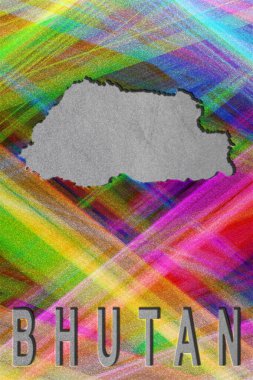 Bhutan Haritası, renkli arkaplan, kopyalama alanı