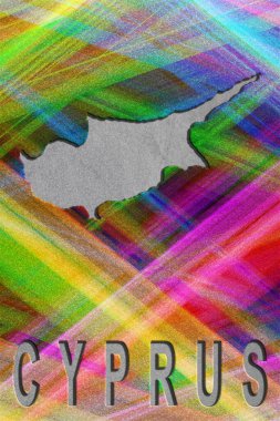 Kıbrıs haritası, renkli arkaplan, kopyalama alanı