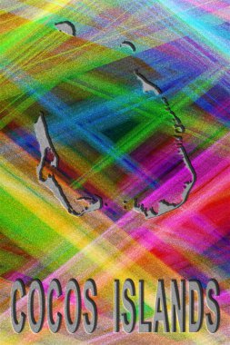 Cocos Adaları Haritası, renkli arkaplan, kopyalama alanı