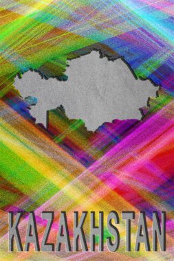 Kazakistan haritası, renkli arkaplan, kopyalama alanı