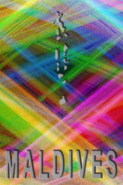 Maldivler Haritası, renkli arkaplan, kopyalama alanı