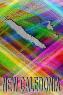 Yeni Kaledonya Haritası, renkli arkaplan, kopyalama alanı
