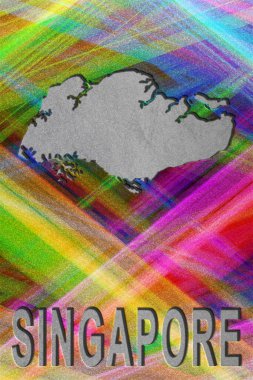 Singapur haritası, renkli arkaplan, kopyalama alanı