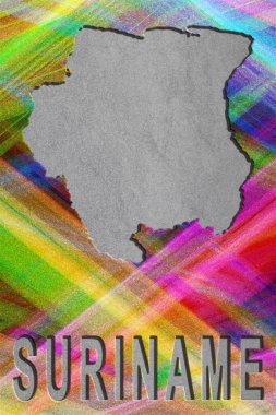 Surinam Haritası, renkli arkaplan, kopyalama alanı